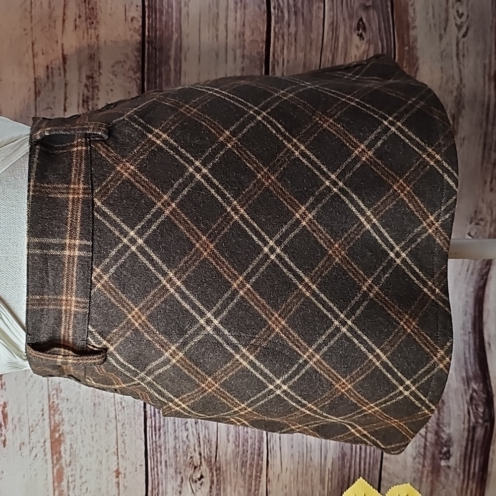 FREE PEOPLE VINTAGE Y2K BROWN PLAID WOOL BLEND MINI-SKIRT - Picture 2 of 12
